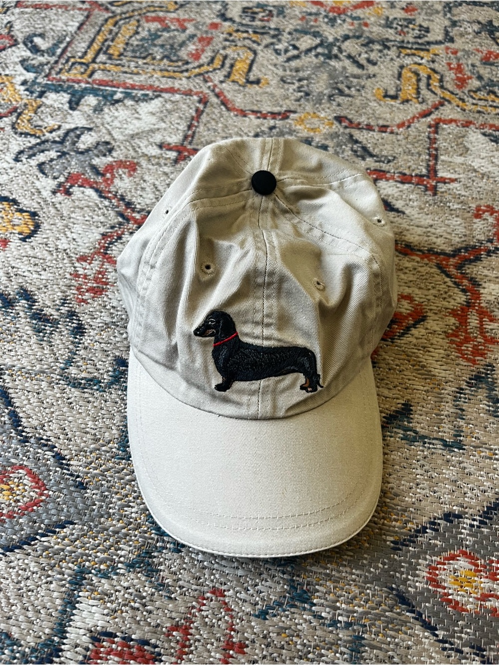 Beige Dachshund Embroidered Baseball Cap by True Breed 100% Cotton